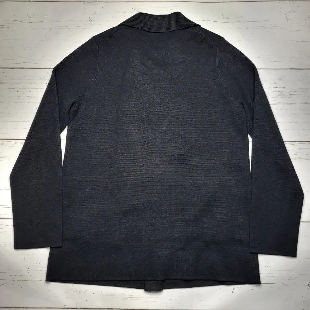 J. Crew Warwick Sweater Blazer Black Gold Button Double Breasted Peacoat Wool XS